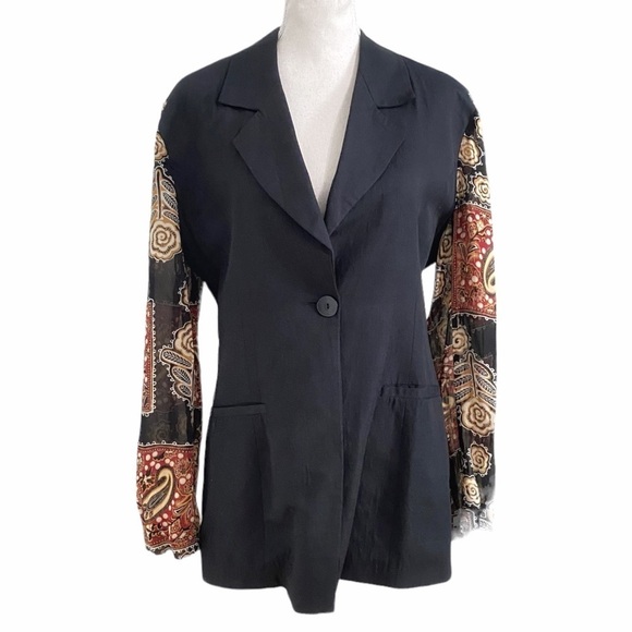 Sandro Jackets & Blazers - SANDRO VINTAGE BLACK LINEN BLEND SHEER BLAZER - M